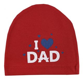 Detská čiapka - I love Dad, červený, 0-6m. veľkosť: 0-6m