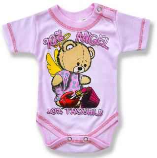 Detské body, krátky rukáv- ANGEL, ružové veľkosť: 62 (2-4m)