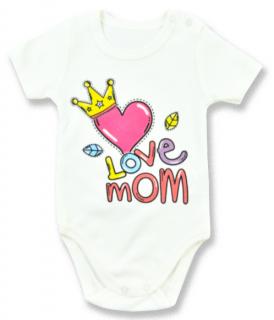 Detské body, krátky rukáv - Love Mom veľkosť: 74 (6-9m)