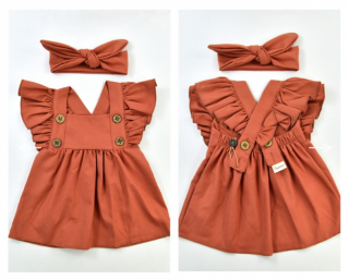 Dievčenské letné šaty - Gabriela, tehlové veľkosť: 80 (9-12m)
