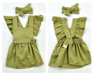 Dievčenské letné šaty - Lena, olivové veľkosť: 110 (5rokov)