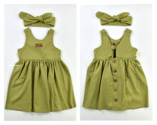 Dievčenské letné šaty - Regina, olivové veľkosť: 104 (4roky)