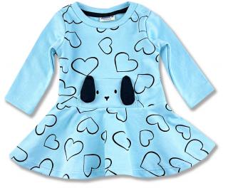 Dievčenské šaty- Psíček, modré veľkosť: 80 (9-12m)