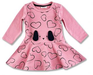 Dievčenské šaty- Psíček, ružové veľkosť: 74 (6-9m)