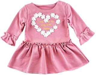 Dievčenské šaty- Srdiečko, ružové veľkosť: 80 (9-12m)