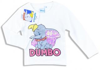 Dievčenské tričko s flitrami - Dumbo, biele veľkosť: 128 (8rokov)