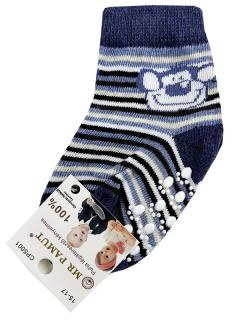Protišmykové ponožky pre bábätká- Monkey, tmavomodrý veľkosť: 15-17