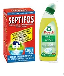 Septifos 1,2 kg + WC gel Frosch Citrón 750 ml