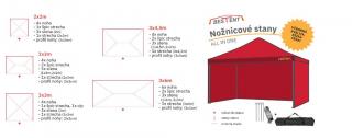 Nožnicový stan 2x2 m červený All-in-One