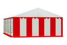 Partystan 5x8m - Economy - oceľová trubková konštrukcia, bielo-červený