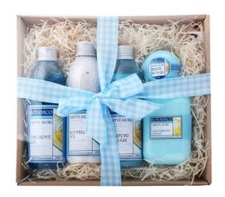 BOTANICO Darčeková sada Mŕtve more Kúpeľová soľ 200 g, šampón/balzam 200 ml, sprchový gél 200 ml, balistik do kúpeľa 50 g, glycerínové mydlo 200 g 5…