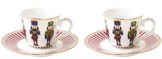 Easy Life Sada porcelánových šálok a tanierikov Nutcracker 2x80 ml