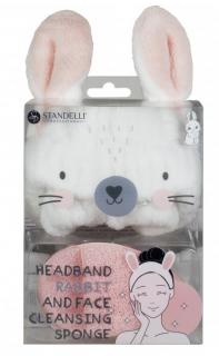 Standelli professional Kozmetická čelenka Zajačik + čistiaca exfoliačná hubka 2 ks