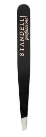 Standelli Professional Luxusné pinzeta na obočie a mihalnice sa skosenou špičkou čierna