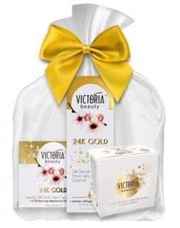 Victoria Beauty 24K Silk Gold Darčekový set s kyselinou Hyaluronovou, 3 ks