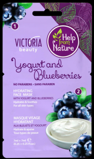 Victoria Beauty Help from nature Hydratačná pleťová maska s jogurtom a čučoriedkami 2x7 ml