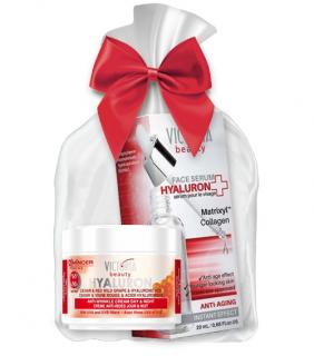 Victoria Beauty Hyaluron Denný a nočný krém s kaviárom + pleťové sérum s Matrixyl, 2 ks
