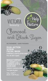 Victoria Beauty Pleťová maska s dreveným uhlím a čierym cukrom, 2x 7ml