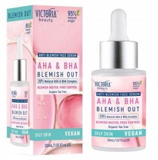 Victoria beauty Vegan Blemish out AHA BHA Bieliace pleťové sérum s BIO tea tree olejom 30 ml