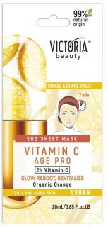 Victoria beauty Vegan Vitamin C AGE PRO SOS Rozjasňujúca textilná maska ​​​​s vitamínom C