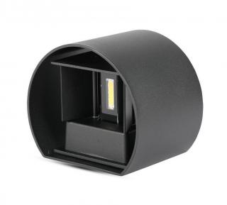 Čierne fasádne LED svietidlo guľaté 5W IP65 Denná biela