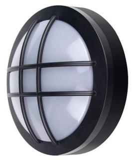 Čierne LED stropné/nástenné svietidlo guľaté s mriežkou 20W IP65