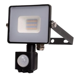 Čierny LED reflektor 10W s pohybovým snímačom Premium Denná biela