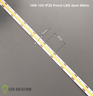 COB LED pásik 10W/m 12V bez krytia IP20 Studená biela