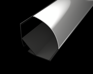 Hliníkový profil pre LED pásiky rohový R1 čierny Profil + guľatý čierny kryt 1m
