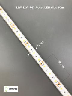 LED pásik 12W/m 12V vodeodolný IP67 Denná biela