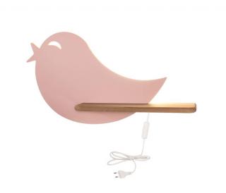 Nástenné svietidlo policové 5W, ružový vtáčik - s napájacím káblom