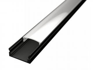 Nástenný profil pre LED pásiky N3 čierny Profil + Nacvakávacie čierný kryt 1m