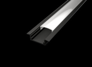 Vstavaný profil pre LED pásiky V1 čierny Profil bez difuzoru (krytu) 1m