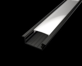 Vstavaný profil pre LED pásiky V4 čierny Profil + Nacvakávacie čierný kryt 1m