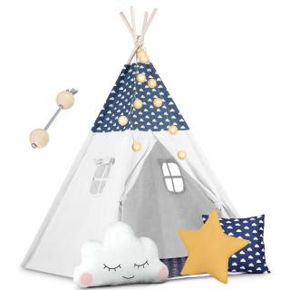 Detský stan Tepee so svetlami Nukido - námornícka modrá
