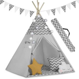 Detský stan Tepee so svetlom Nukido - sivý
