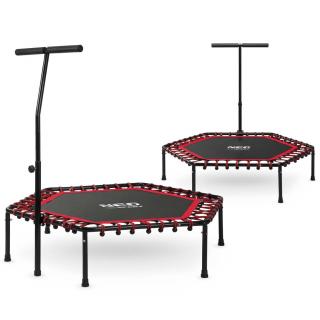 Fitness trampolína s držadlom 127 cm Neo-Sport - šesťhranná červená