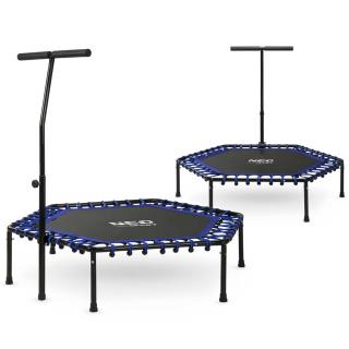Fitness trampolína s držadlom 127 cm Neo-Sport - šesťhranná modrá