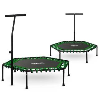 Fitness trampolína s držadlom 127 cm Neo-Sport - šesťhranná zelená