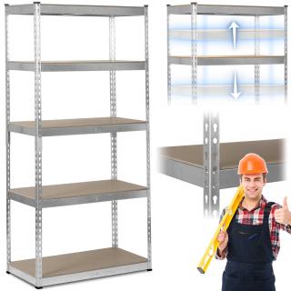 Kovový úložný regál 183 x 90 x 45 cm Humberg HR-700 strieborný