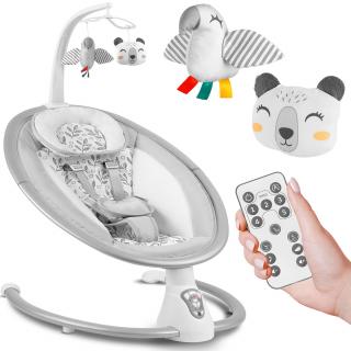 Multifunkčné hojdacie kreslo s automatickým hojdaním bielo-sivé Ricokids 705000