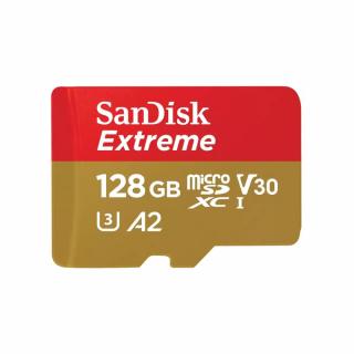 Pamäťová karta Sandisk Extreme microSDXC 128GB 190MB/s / 90MB/s A2 C10 V30 UHS-I U3, adaptér