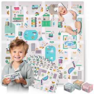 Penová podložka puzzle 120x120cm + penové figúrky Nukido Town