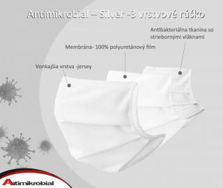 Antimikrobiálne rúško so striebornými vláknami - SILVER WHITE GUMIČKA