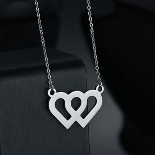 2 spojené srdcia náhrdelník z chirurgickej ocele