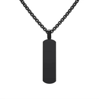 Čierny prívesok 36 x 11 mm z chirurgickej ocele čistý s retiazkou 60 cm