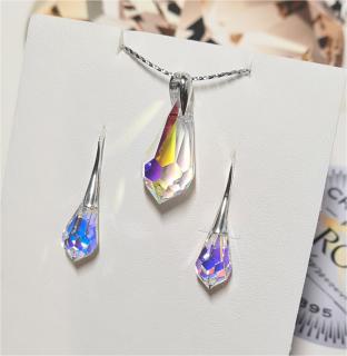 Crystals strieborný set Drop kvapky  Ag 925/1000 - 2 g Farba: Crystal Aurore Boreale