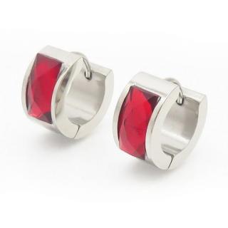 Dámske náušnice polkruhy červené ruby 13 x 7 mm