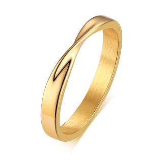 Dámsky prsteň pretočený vzor zlaté prevedenie chirurgickej ocele Veľkosť prsteňa: 57