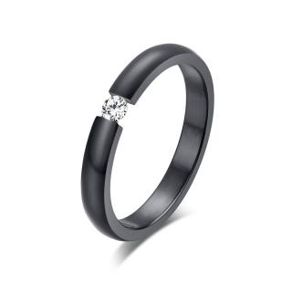 Dámsky prsteň s vysokým leskom AAA Cubic Zirconia v čiernom prevedení z chirurgickej ocele Veľkosť prsteňa: 57